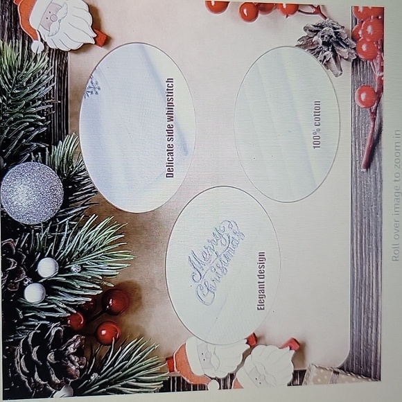 Quera 2 pack Christmas Hand Towels 100% cotton White Gray embroidery 14x30" New - Picture 2 of 9